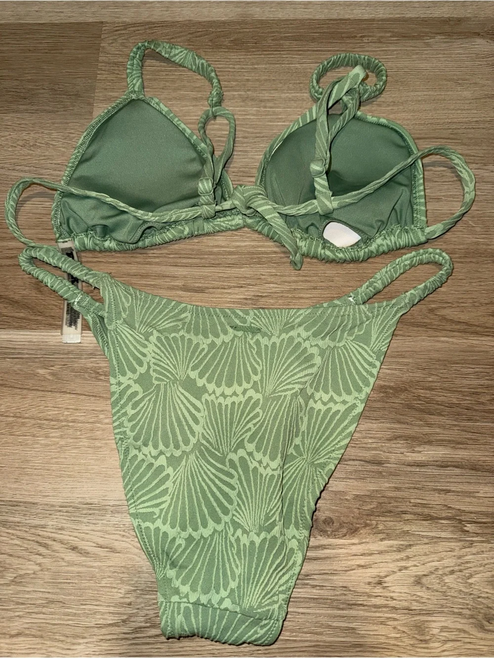 Light Green Patterned Triangle Bikini Set - Picture 5 of 6
